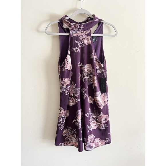 Lulu’s Darling Dearest Blush Purple Plum Floral Print Swing Dress Size XS NWT - Picture 3 of 5